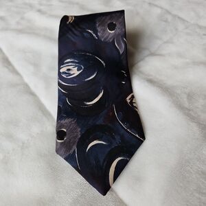 J.T. Beckett 100% Silk  Modernistic/Impressionist Blue, Maroon, Grey Necktie